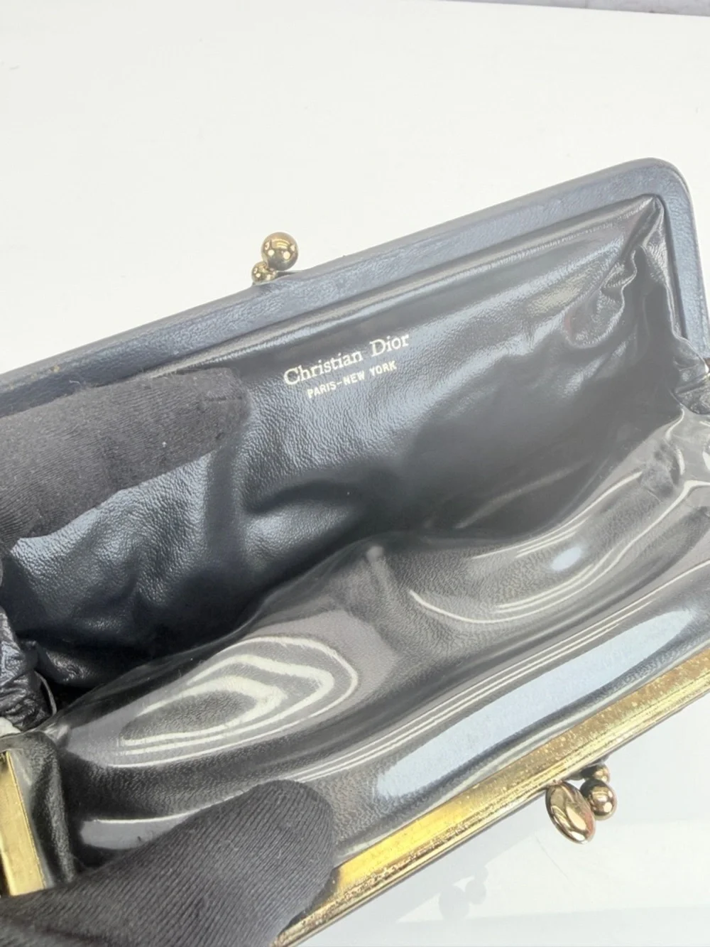 Christian Dior Trotteur Vintage Classic Navy Kisslock Vintage Clasp Wallet